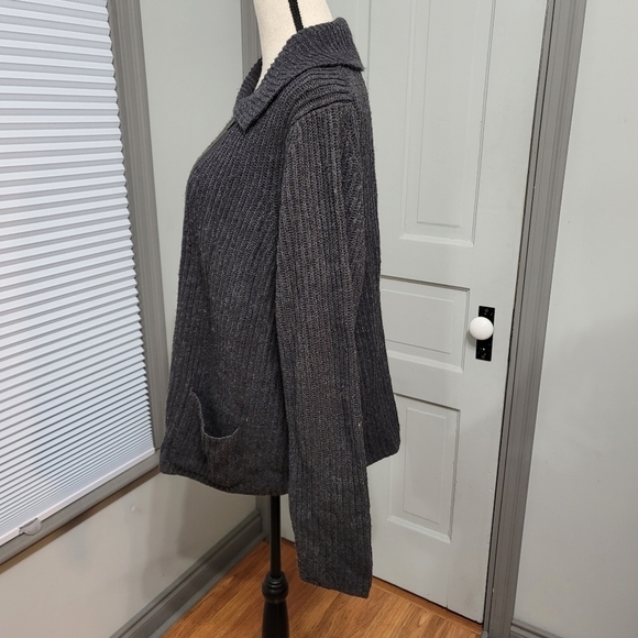 LANE Bryant Asymmetrical Zipper Front Ribbed Cardigan Jacket - Charcoal sz 18/20 - Picture 4 of 5